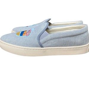 Soludos Women's sz 5 Positano Destination Sneakers Gray Embroidered Appliqué